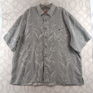 VINTAGE Wrangler American Cowboys Silk Shirt Mens XXL Gray Leaves Short Sleeve